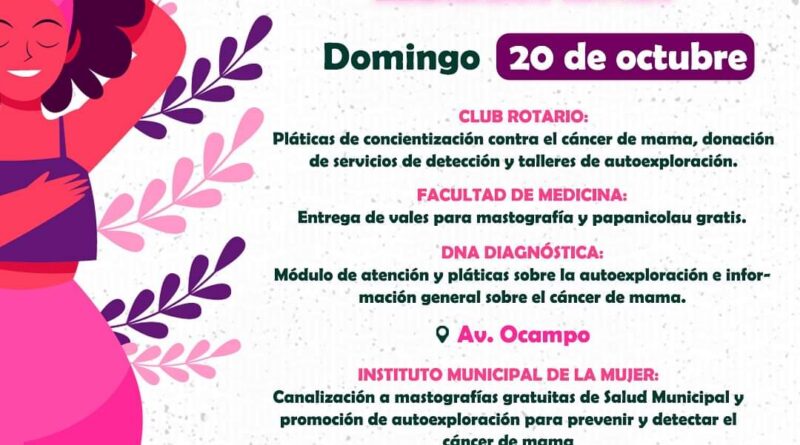 #Torreón. Paseo Colón se pinta de rosa con actividades para la prevención del cáncer de mama