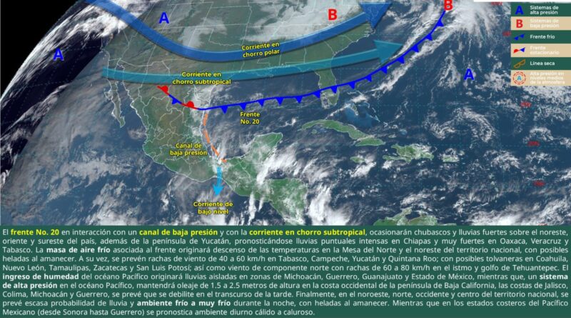 #Coahuila. FRENTE FRÍO NÚMERO 20 PROVOCARÁ LLUVIAS Y DESCENSO DE TEMPERATURA EN COAHUILA