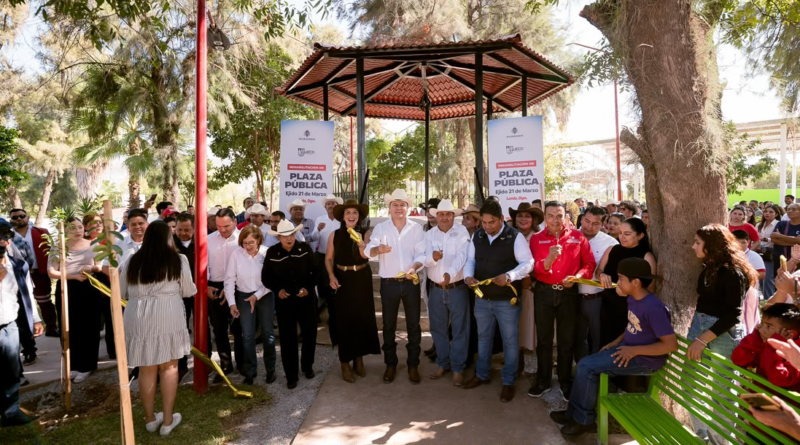 #Durango. El ejido 21 de Marzo estrena plaza renovada para disfrutar en familia; Esteban y Susy cumplen compromiso con habitantes de Lerdo*