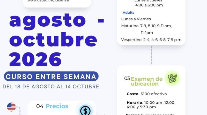 #UAdeC. Del 11 al 13 de Agosto Inscripciones Abiertas para Cursos del Centro de Idiomas Saltillo de la UAdeC