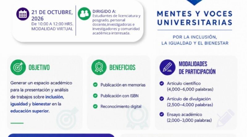 #UAdeC. Convoca UAdeC a Participar en el Simposio “Mentes y Voces Universitarias por la Inclusión, la Igualdad y el Bienestar”