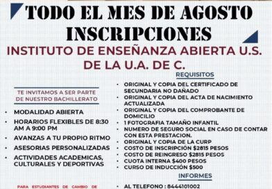 #UAdeC. Invita IDEA de la UAdeC a Inscribirse Durante el mes de Agosto