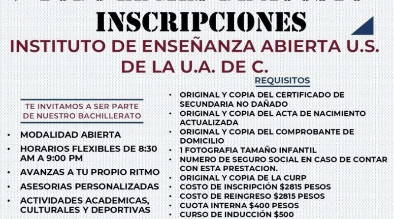 #UAdeC. Invita IDEA de la UAdeC a Inscribirse Durante el mes de Agosto